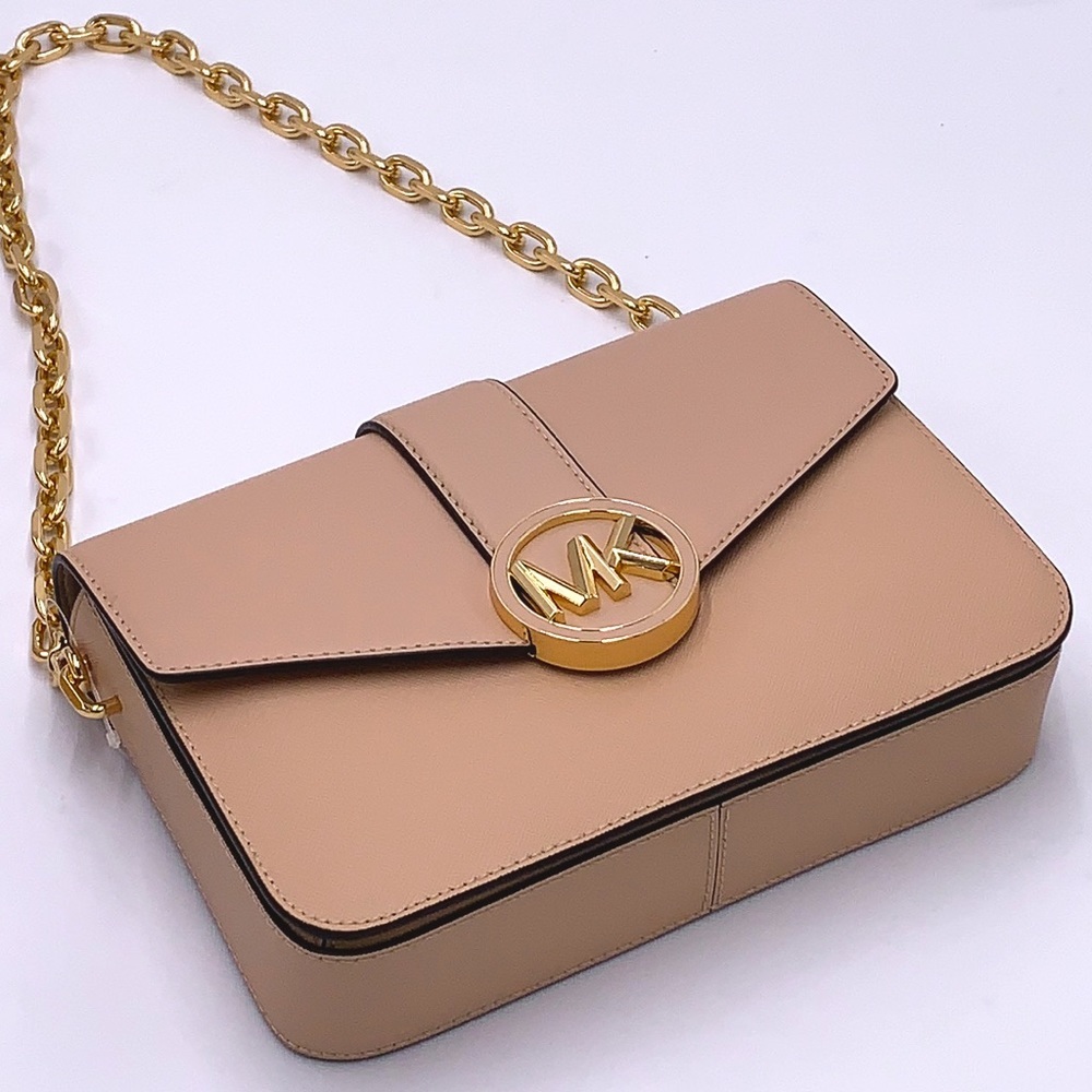 MICHAEL KORS CARMEN MEDIUM CONVERTIBLE SHOULDER BAG BUFF COLOR - Picture 9 of 16